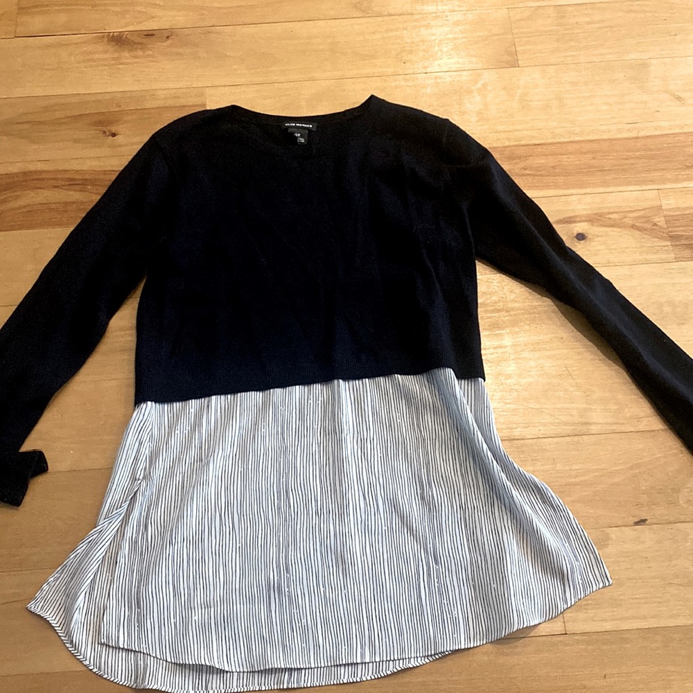Club Monaco sweater, half wool, half polyester, flattering silhouette